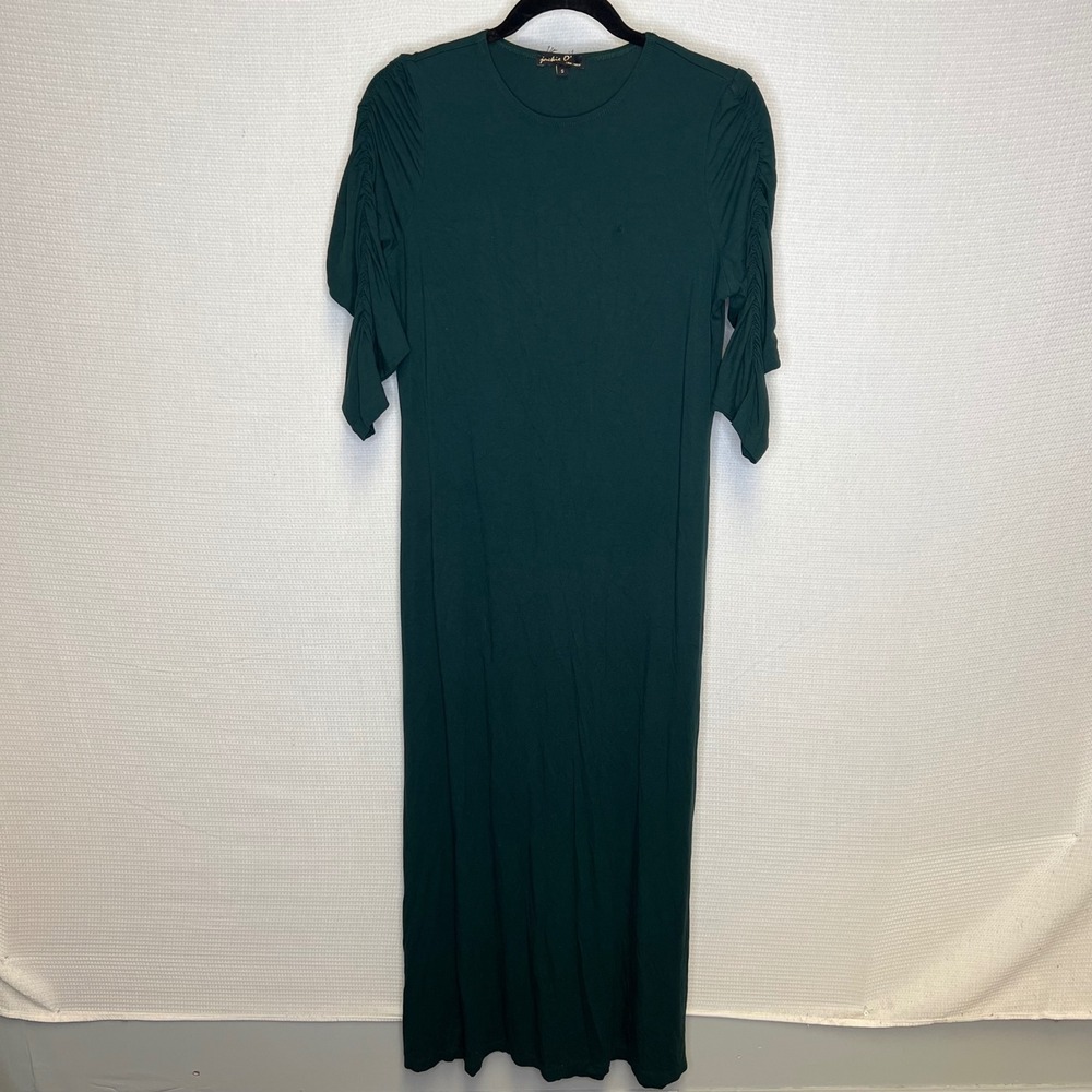 Jackie O‎ Womens Dark Green Ruched Sleeve Maxi Dress Size Small Loungewear